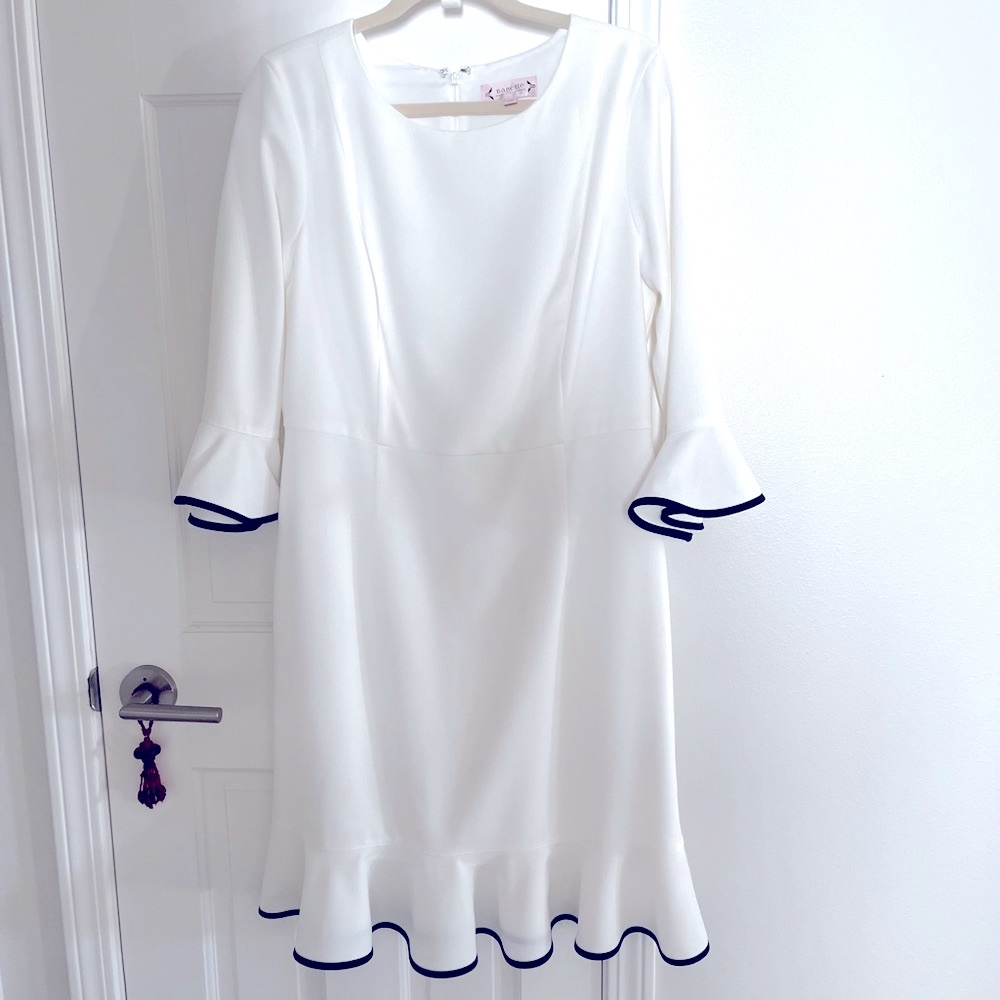 Nanette lepore white black trim dress new sz 8 lined